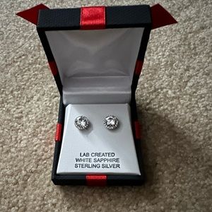 White Sapphire Sterling Silver Earrings NWT